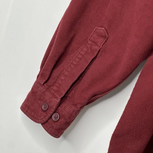 LL Bean Chamois Shirt Jacket Men's L Burgundy Long Sleeve Shacket Button up - Picture 5 of 11